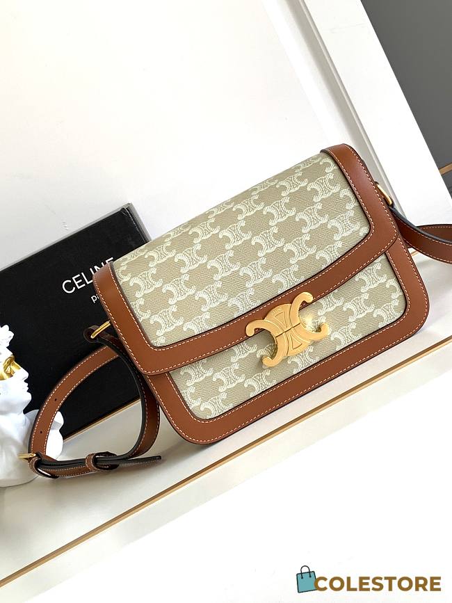 Celine Teen Triomphe 'White Brown' 22 X 16.5 X 7 - 1