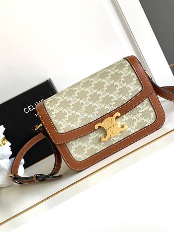 Celine Teen Triomphe 'White Brown' 22 X 16.5 X 7