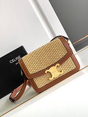 Teen Triomphe Bag In Raffia Effect Textile And Calfskin 18.5X 14 X 6cm  - 1