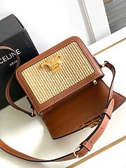 Teen Triomphe Bag In Raffia Effect Textile And Calfskin 18.5X 14 X 6cm  - 3
