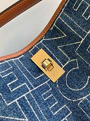 Celine Women Bucket 16 Bag in Denim with Celine All-Over Print-Navy 23 X 25 X 23 - 5