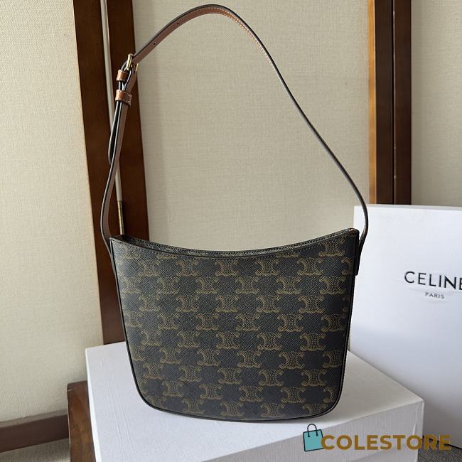  Celine Medium Celine Croque Bag In Triomphe Canvas And Calfskin 18.5-15.5-2 - 1