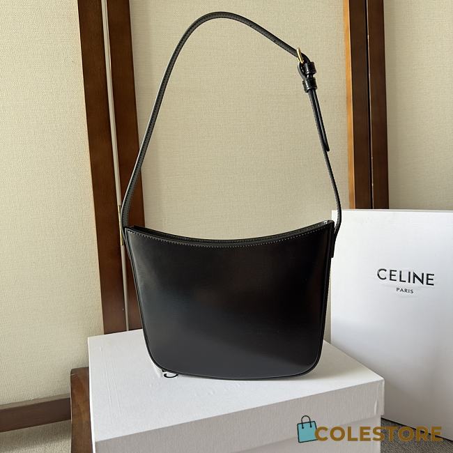 	 Celine Medium Celine Croque Bag In Triomphe Canvas And Calfskin Black 18.5-15.5-2 - 1