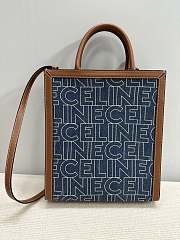 Vertical Cabas Celine In Denim With Celine All-Over Printnavy / Tan - 1