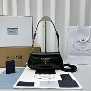	 Prada Brushed Leather Shoulder Bag Black 25x14x4cm - 1