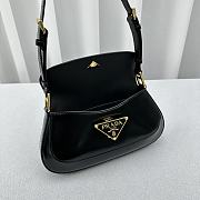 	 Prada Brushed Leather Shoulder Bag Black 25x14x4cm - 3