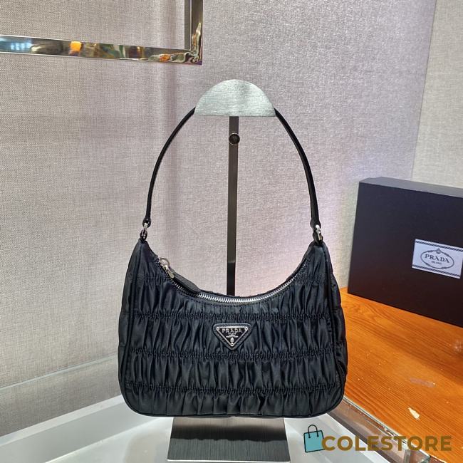 Prada Nylon Saffiano Leather Mini Bag Black 22x17x6cm - 1