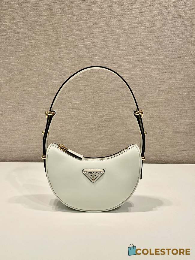 	 Prada Arqué Leather Shoulder Bag White 18x16x5 - 1