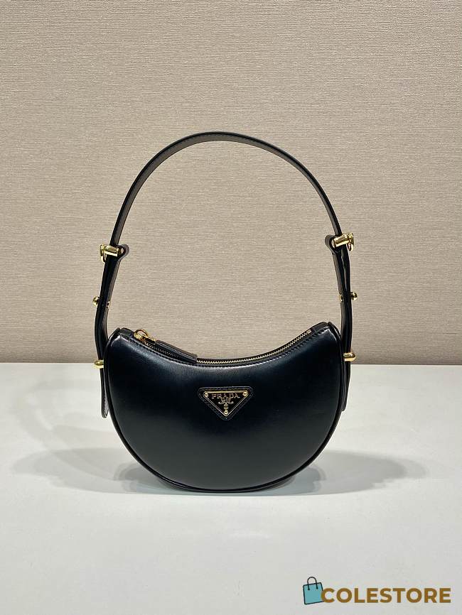 Prada Arqué Leather Shoulder Bag Black 18x16x5 - 1