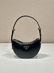 Prada Arqué Leather Shoulder Bag Black 18x16x5 - 1