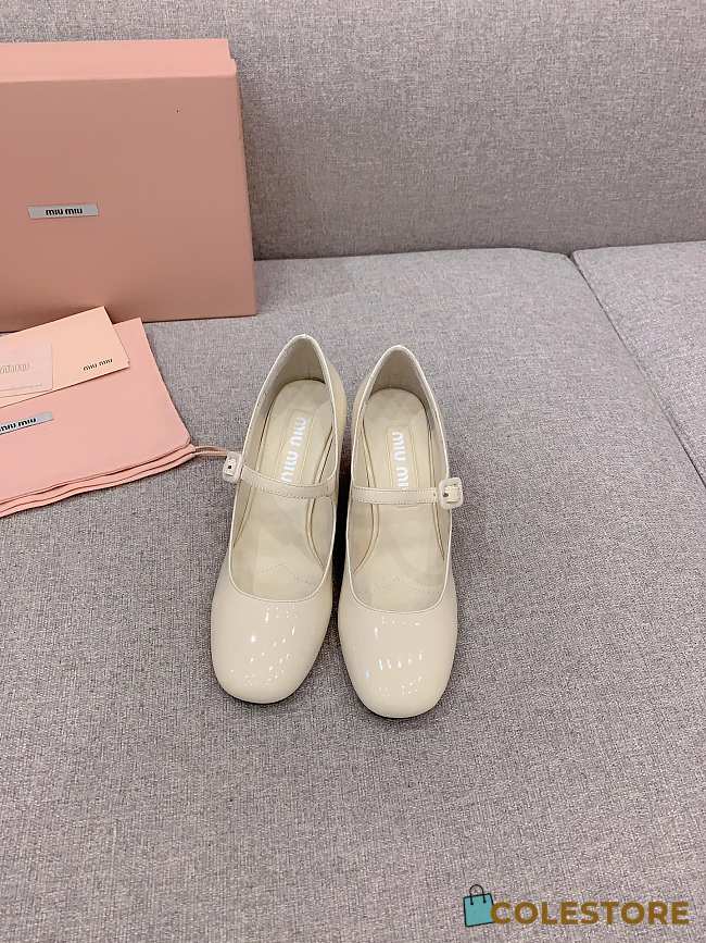 	 Miu Miu Patent Leather Pumps Ivory - 1