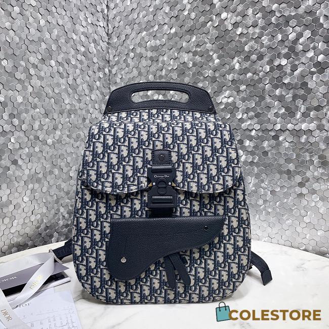 	 Dior Gallop Backpack Blue Grained Calfskin 28 x 40 x 12	 - 1