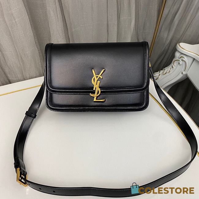 YSL Solferino Medium Satchel In Box Leather Black 23*16*6cm   - 1