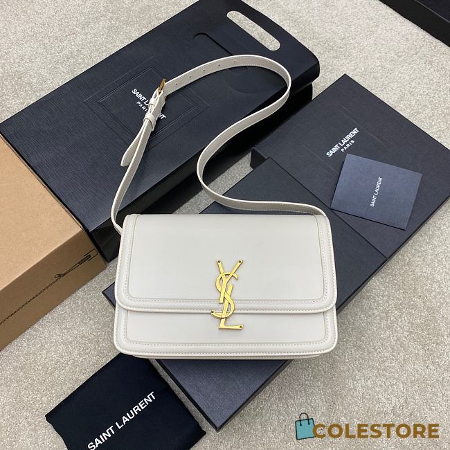 YSL Solferino Medium Satchel In Box Leather White 23*16*6cm - 1