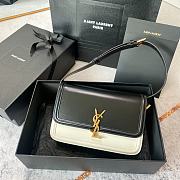  YSL Solferino Medium Satchel In Box Leather Black/White 23*16*6cm - 1