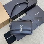 	 YSL Solferino Medium Satchel In Box Leather Black Silver Hardware 23*16*6cm - 1