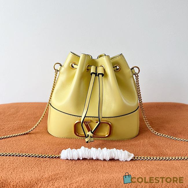 Valentino Garavani Mini Bucket Bag With Vlogo Signature Chain Yellow 20x17x8cm - 1