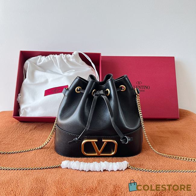 	 Valentino Garavani Mini Bucket Bag With Vlogo Signature Chain Black 20x17x8cm - 1