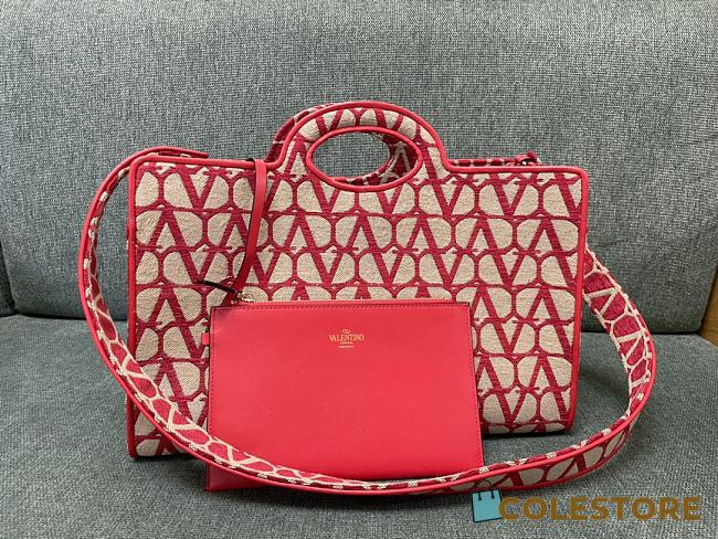 Valentino Le Troisieme Toile Iconographe Shopping Red Bag 40*25*17cm - 1