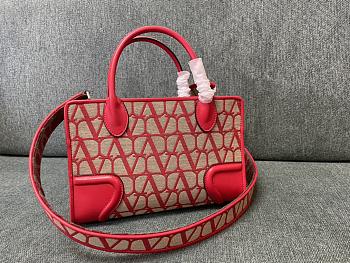 	 Valentino Le Troisieme Toile Iconographe Mini Shopping Red Bag 28*19*12
