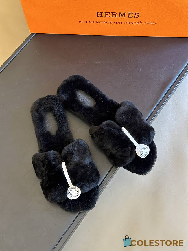 	 Hermes Oran Sandal Black - 1