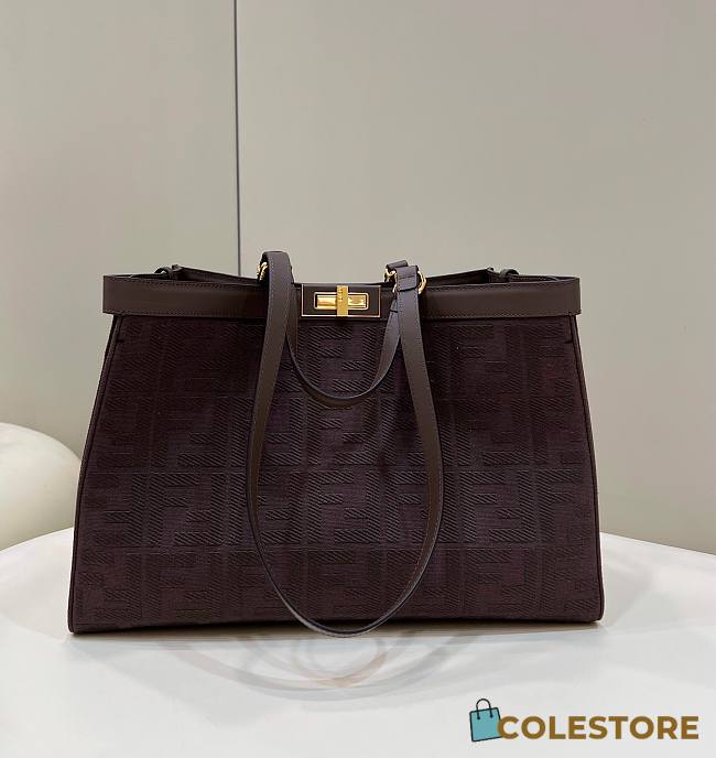 Fendi Peekaboo x Tote Hand Bag Dark Brown Size 41X29X14cm - 1