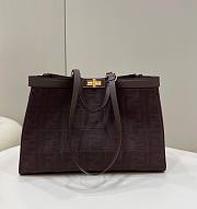 Fendi Peekaboo x Tote Hand Bag Dark Brown Size 41X29X14cm - 1