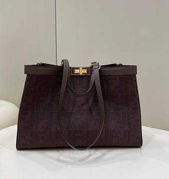 Fendi Peekaboo x Tote Hand Bag Dark Brown Size 41X29X14cm
