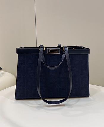 	 Fendi Peekaboo x Tote Hand Bag Blue Size 41×16×28cm