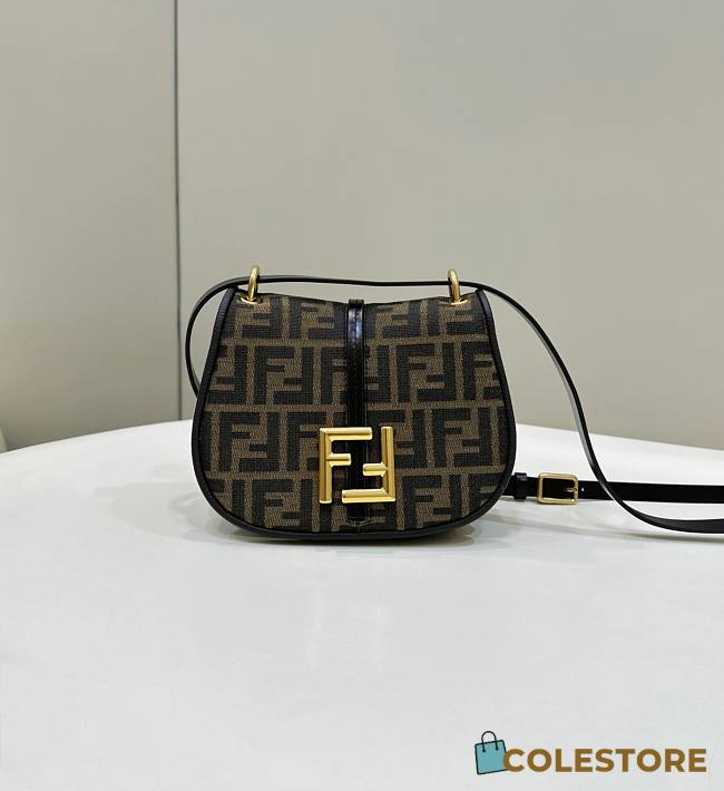 Fendi C’mon Small Brown FF Jacquard Fabric Bag 21x6.5x15cm - 1