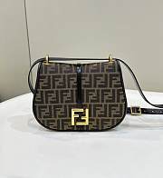 Fendi C’mon Medium Brown FF Jacquard Fabric Bag 25x7x20cm - 1