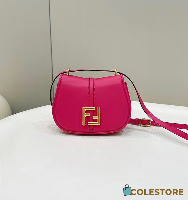 	 Fendi C’mon Small Pink FF Jacquard Fabric Bag 21x6.5x15cm - 1