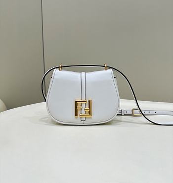 	 Fendi C’mon Small White FF Jacquard Fabric Bag 21x6.5x15cm