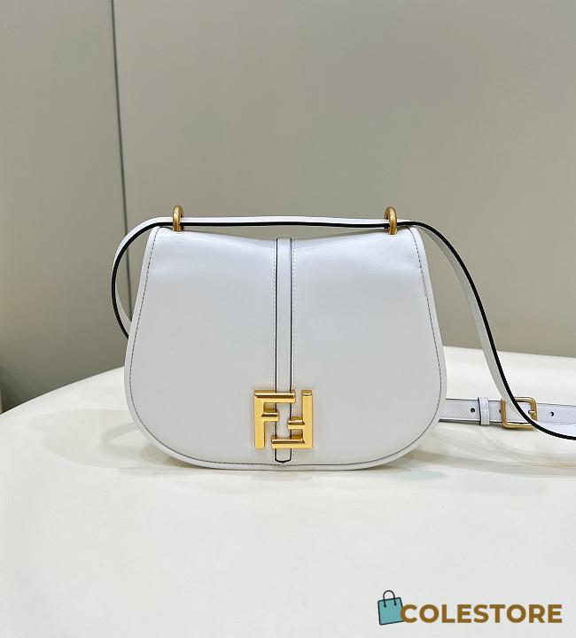 	 Fendi C’mon Small White FF Jacquard Fabric Bag 25x7x20cm - 1