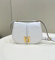 	 Fendi C’mon Small White FF Jacquard Fabric Bag 25x7x20cm - 1