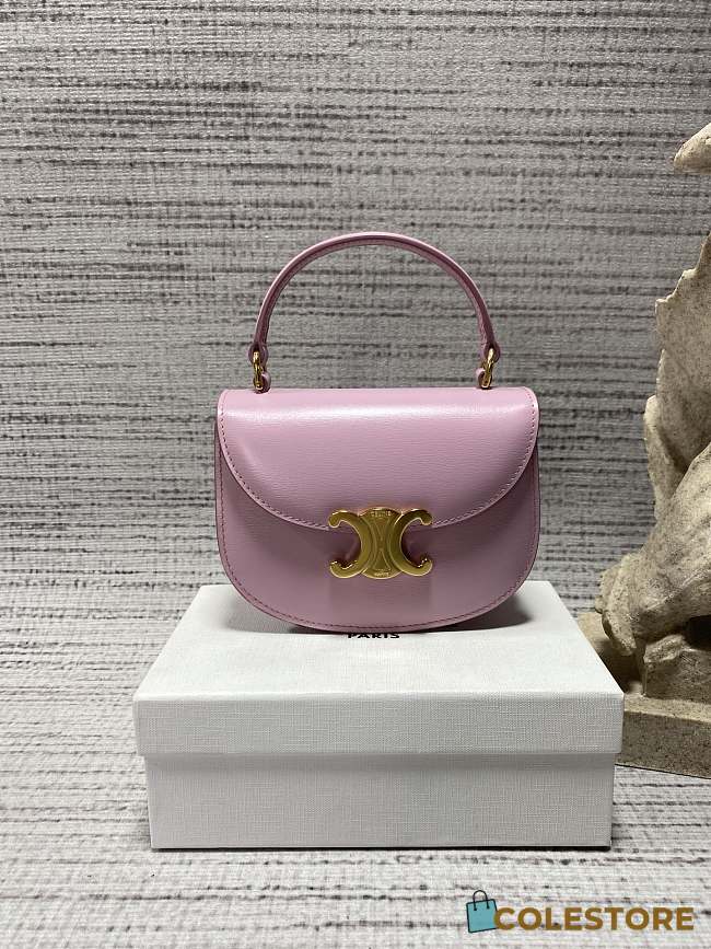  Celine Mini Besace Triomphe On Chain With Strap In Pink 15.5x11.5x5cm - 1
