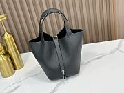 	 Hermes Picotin 18 Bag In Black Silver Buckle - 1