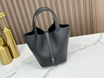 	 Hermes Picotin 18 Bag In Black Silver Buckle