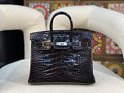 Hermes Birkin Black Crocodile Silver Lock 25cm - 1