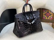 Hermes Birkin Black Crocodile Silver Lock 25cm - 5