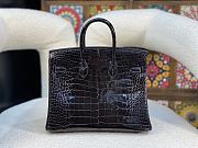 Hermes Birkin Black Crocodile Silver Lock 25cm - 4