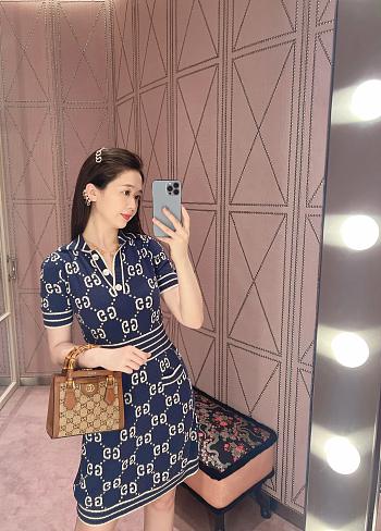 Gucci Polo Dress With GG Damier Pattern In Jacquard