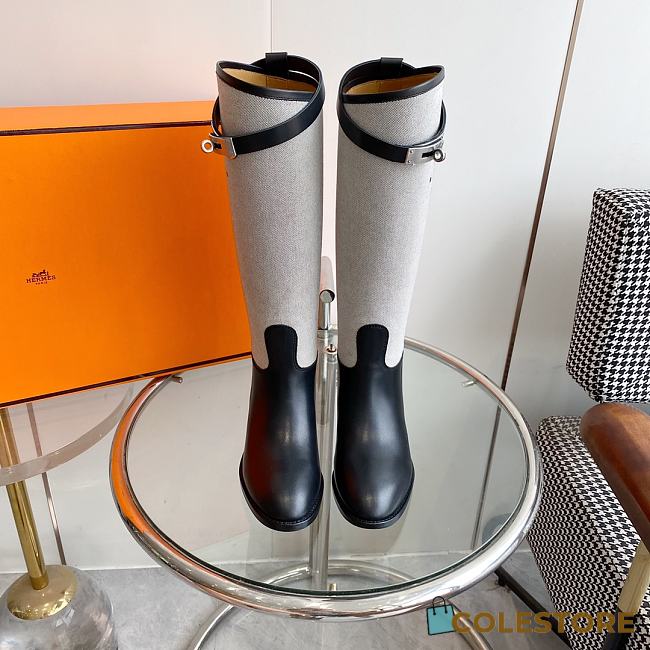 	 Hermes Jumping Boots White/Black - 1