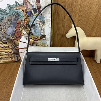 Hermes Kelly Elan Black Silver Buckle Size 27x15x4cm