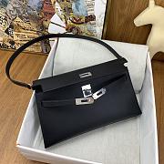 Hermes Kelly Elan Black Silver Buckle Size 27x15x4cm - 4