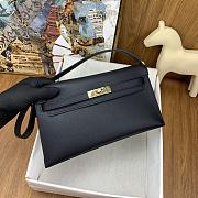  Hermes Kelly Elan Black Golden Buckle Size 27x15x4cm - 6