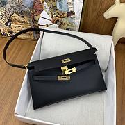  Hermes Kelly Elan Black Golden Buckle Size 27x15x4cm - 5