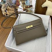 	 Hermes Kelly Elan Grey Golden Buckle Size 27x15x4cm - 5