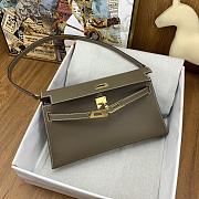 	 Hermes Kelly Elan Grey Golden Buckle Size 27x15x4cm - 2