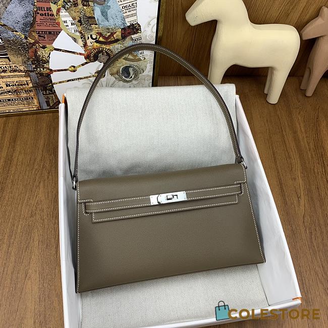 	 Hermes Kelly Elan Grey Silver Buckle Size 27x15x4cm - 1